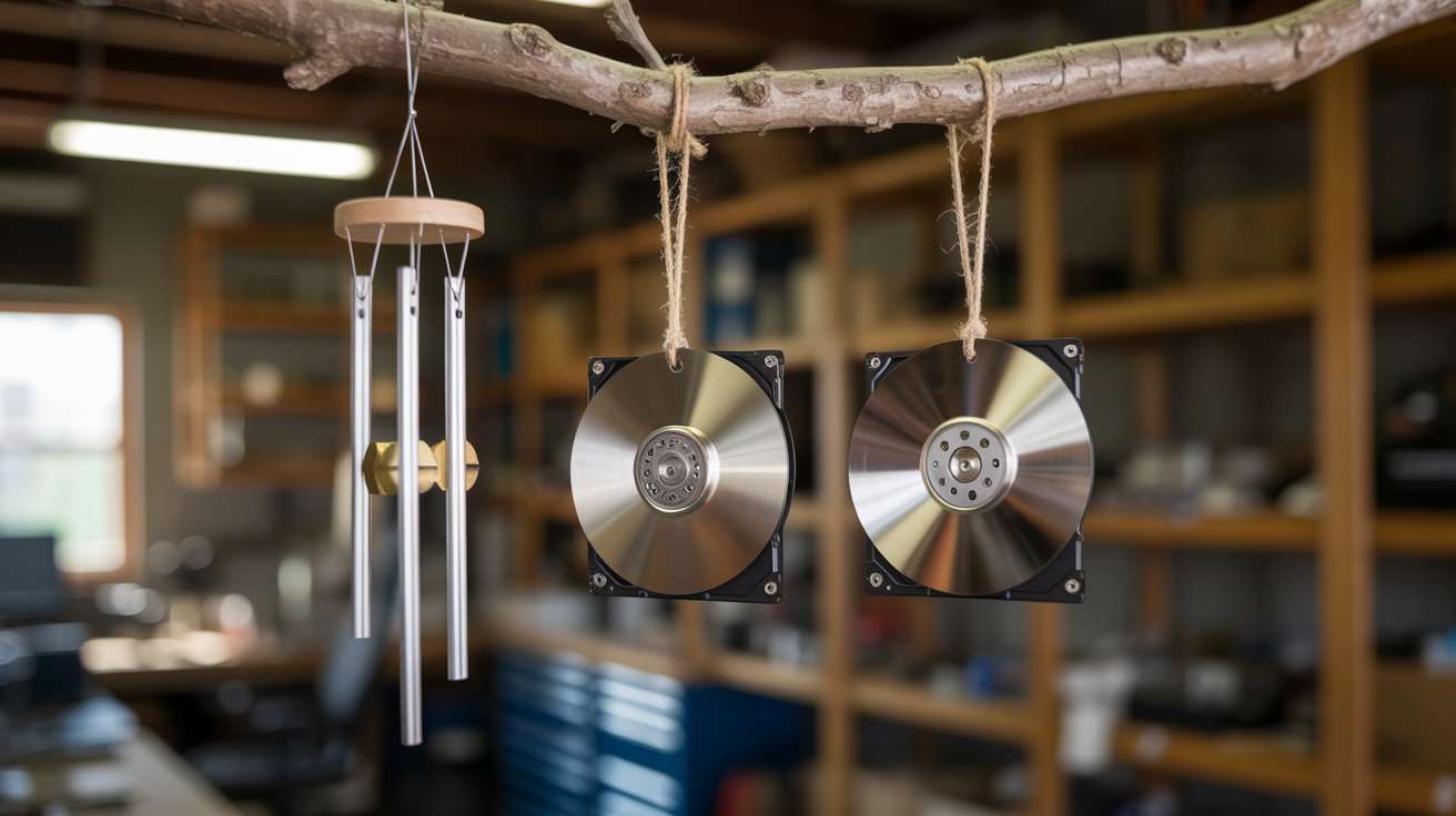Hard Drive Platter Wind Chimes